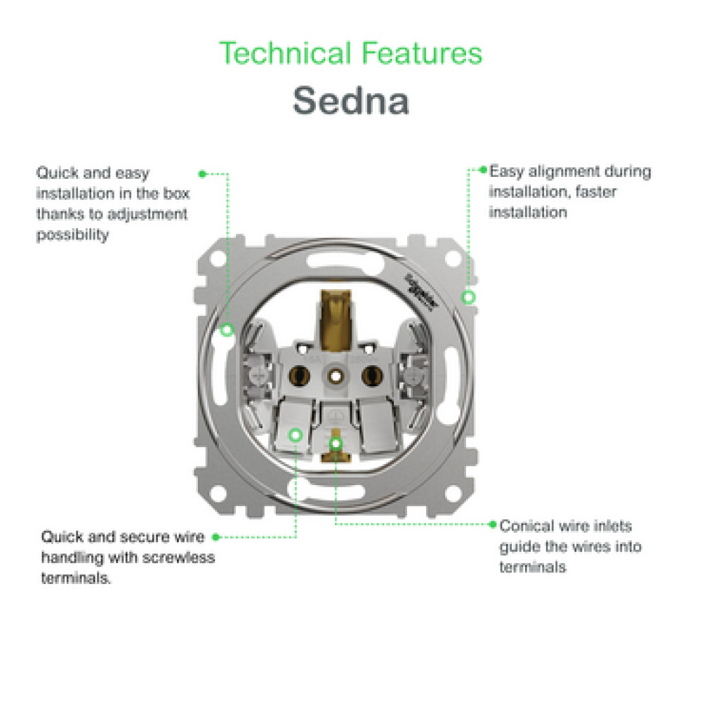 Розетка с заземлением и защитными шторками Schneider Electric Sedna Design Черный 16А SDD114022